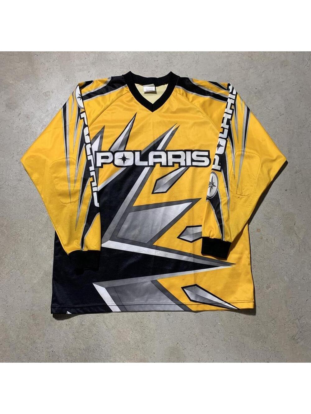 Vintage Y2K Polaris Racing Jersey Pure Polaris Snowmobile Motocross XL Yellow